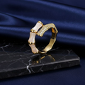 Bamboo Sparkle Gold Plated Ring (Adjustable)