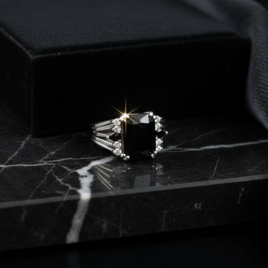 Shadow Stone Silver Plated Ring