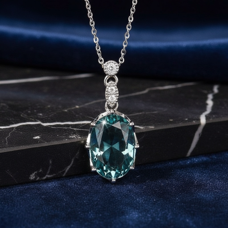Teal Stone Silver Plated Necklace