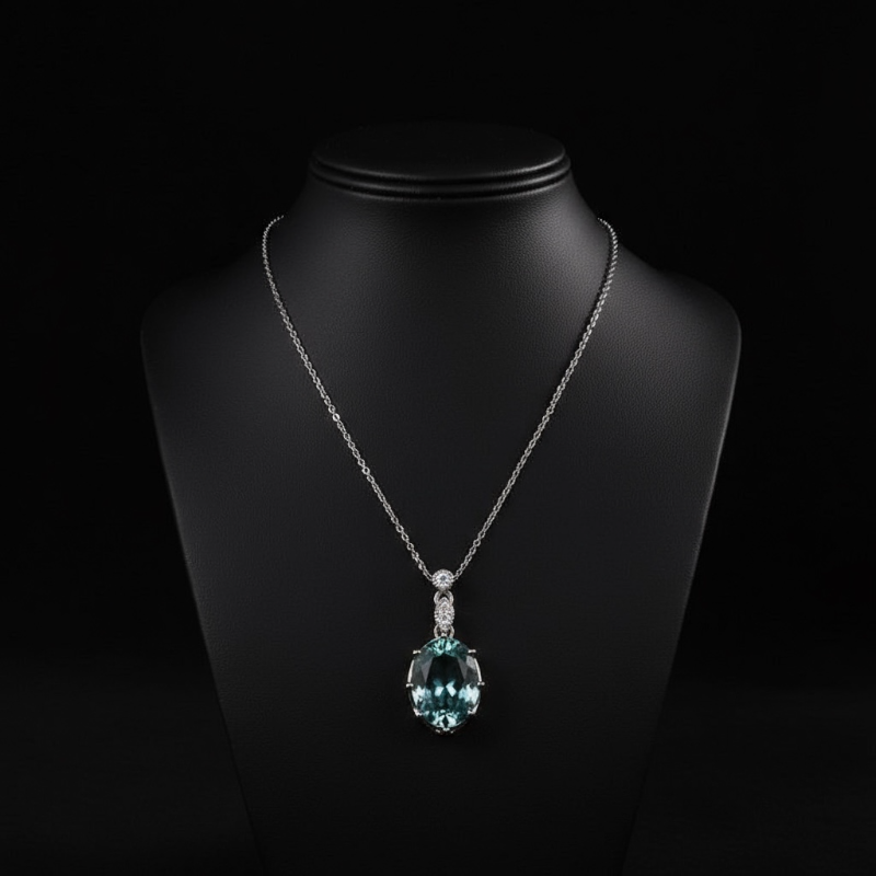Teal Stone Silver Plated Necklace