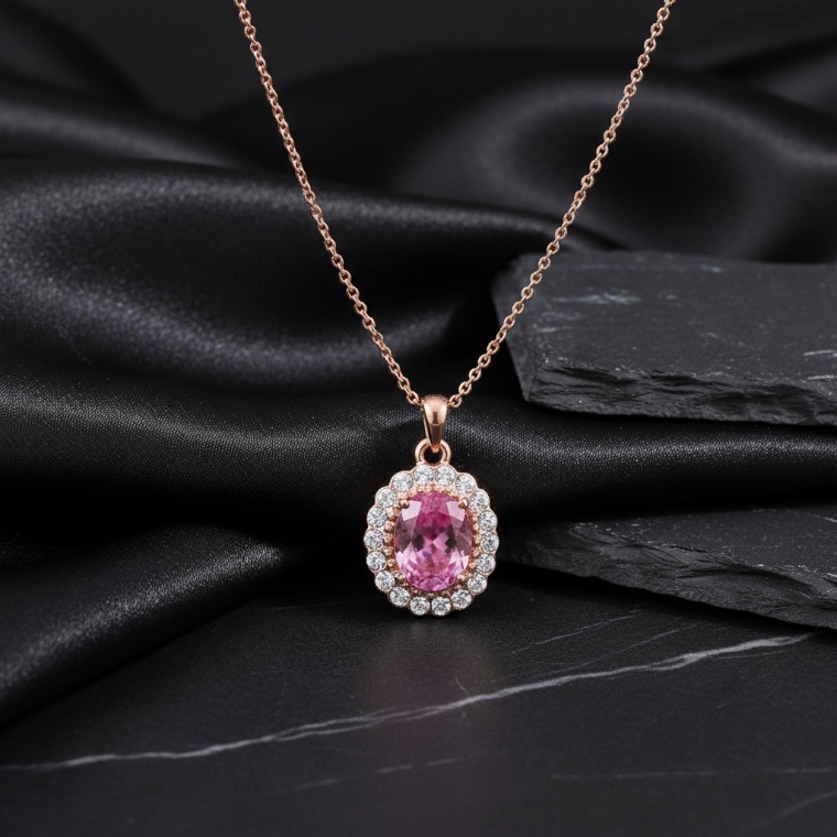 Rosegold Halo Gold Plated Necklace