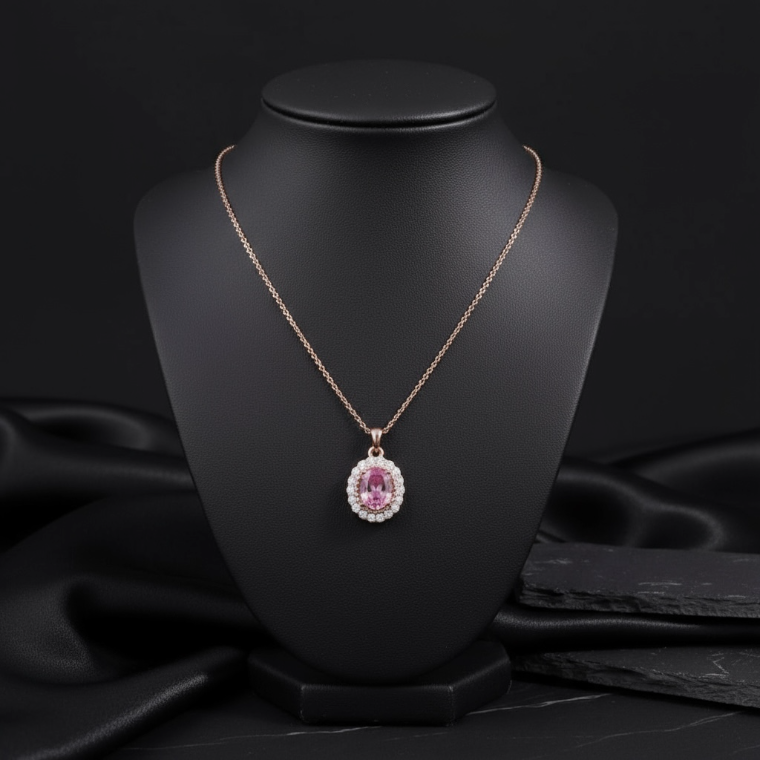 Rosegold Halo Gold Plated Necklace