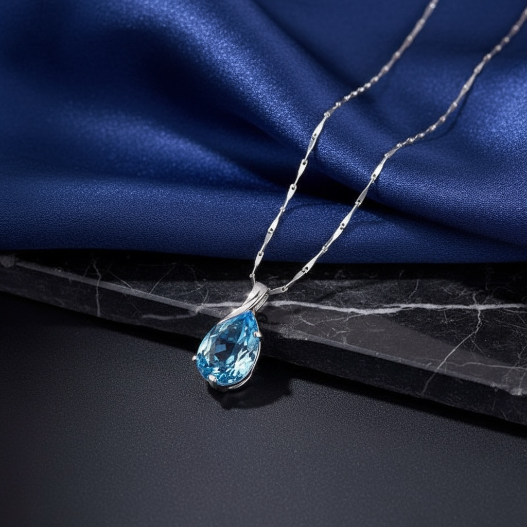 Sparkling Sky Teardrop Silver Plated Necklace