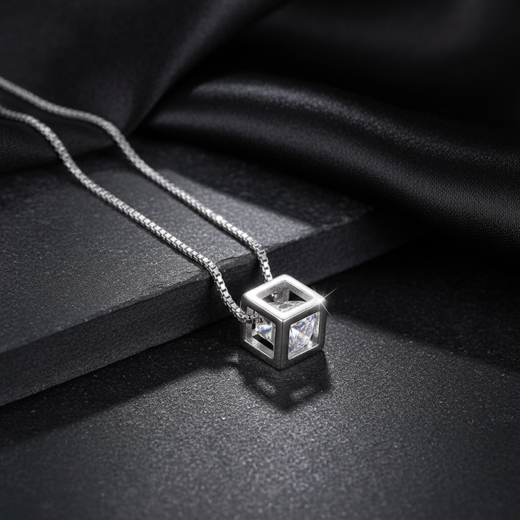 Cubic Crystal Silver Plated Necklace