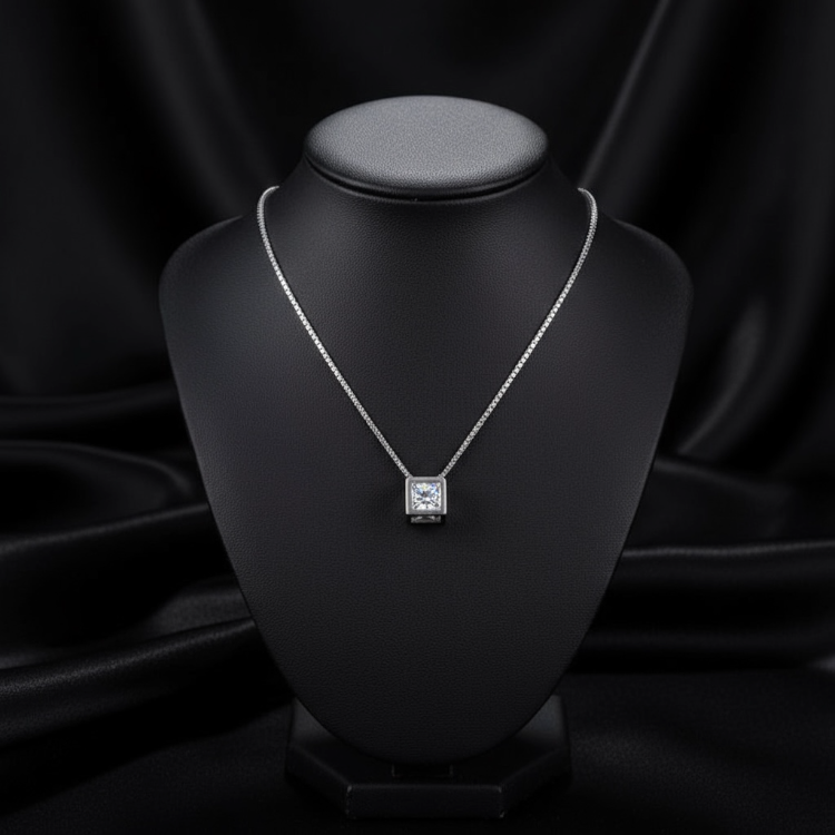 Cubic Crystal Silver Plated Necklace