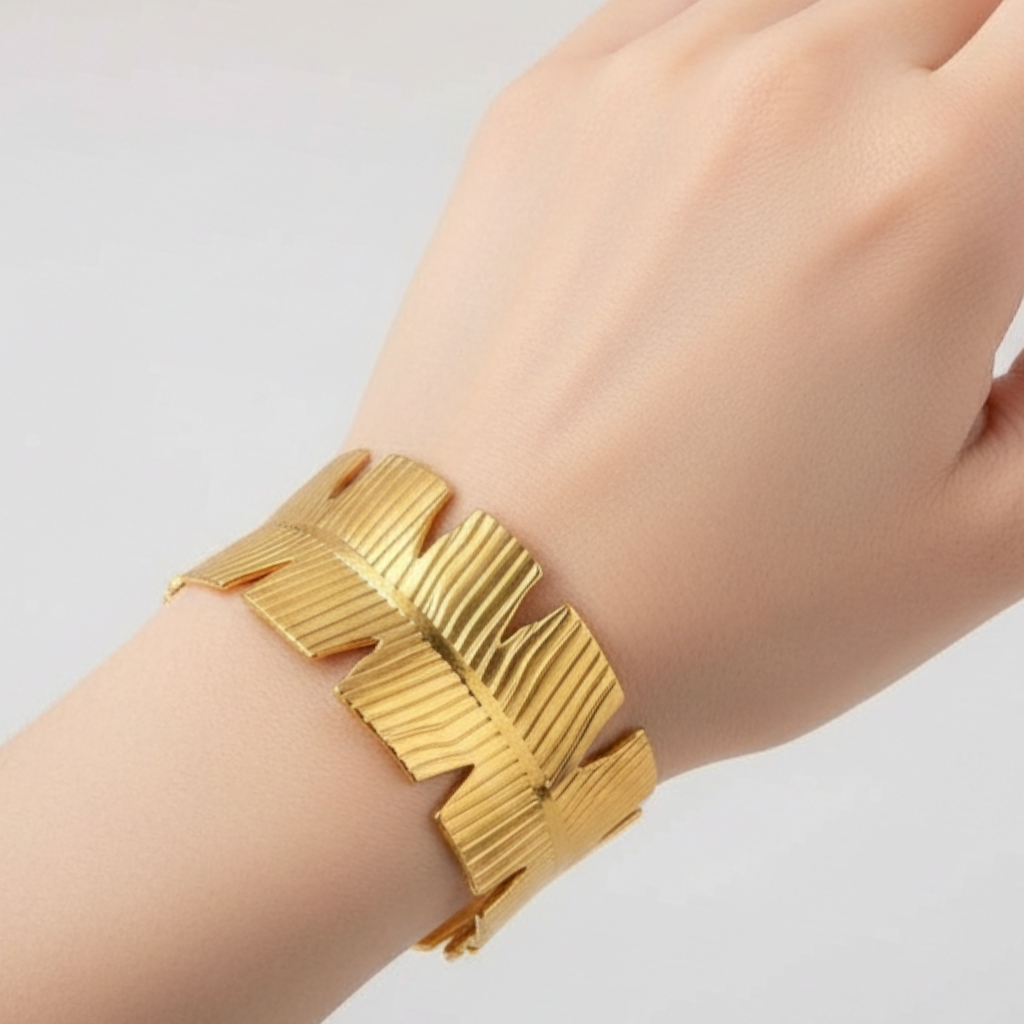 Premium Leaf 18K Gold Plated Handcuff