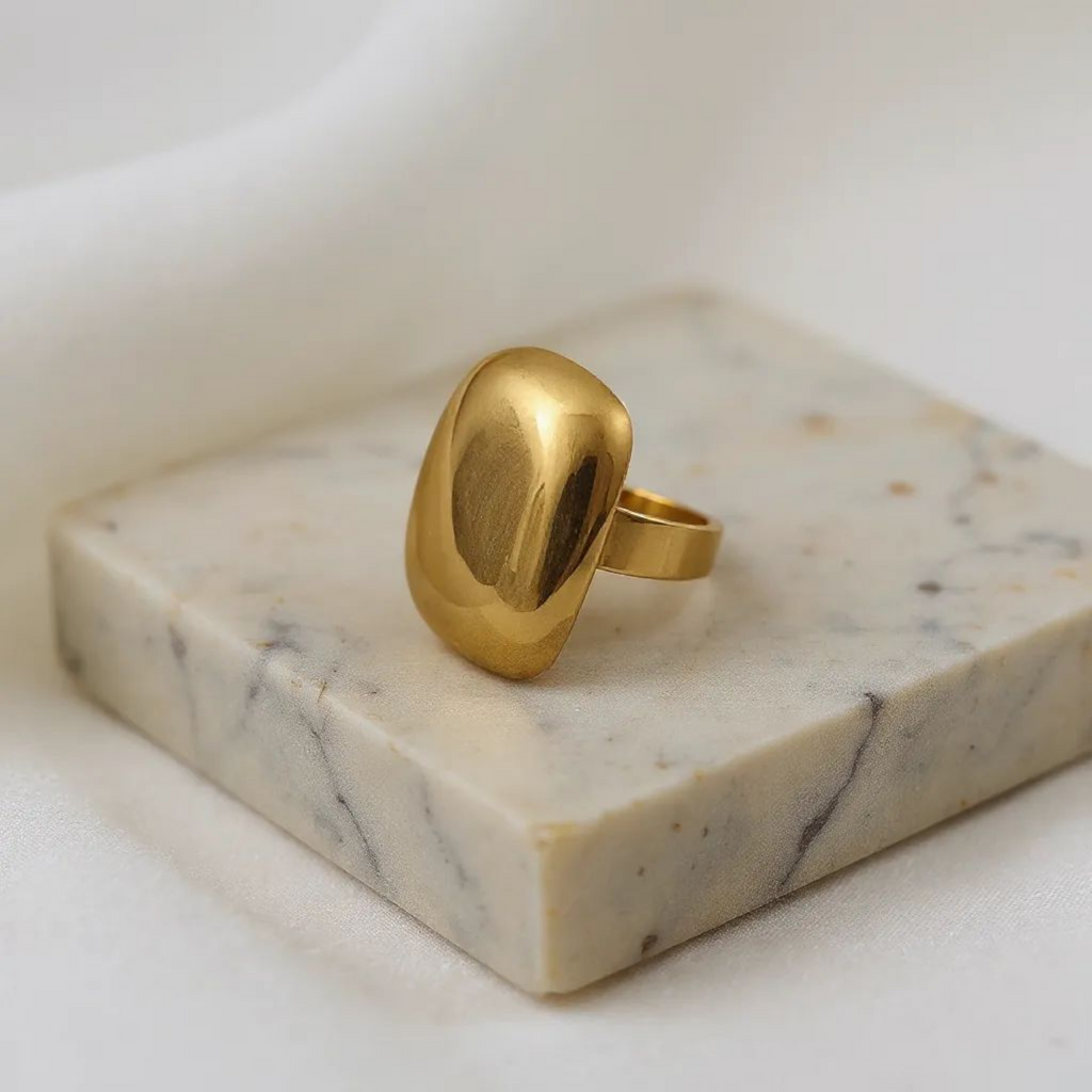 Square Minimalist 18K Gold Plated Ring (Adjustable)