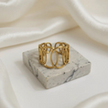 Overlapping Circle 18K Gold Plated Ring (Adjustable)
