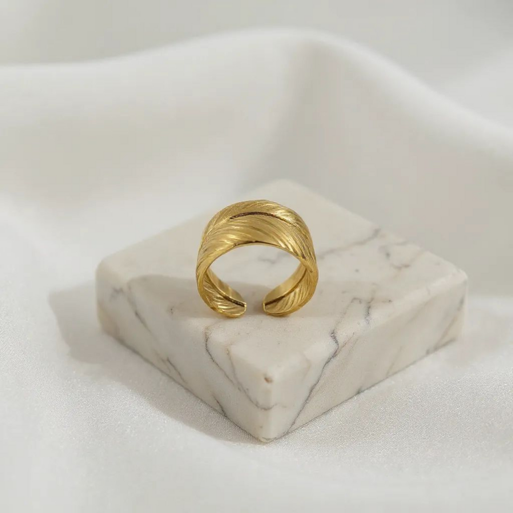 Leaf Style 18K Gold Plated Ring (Adjustable)