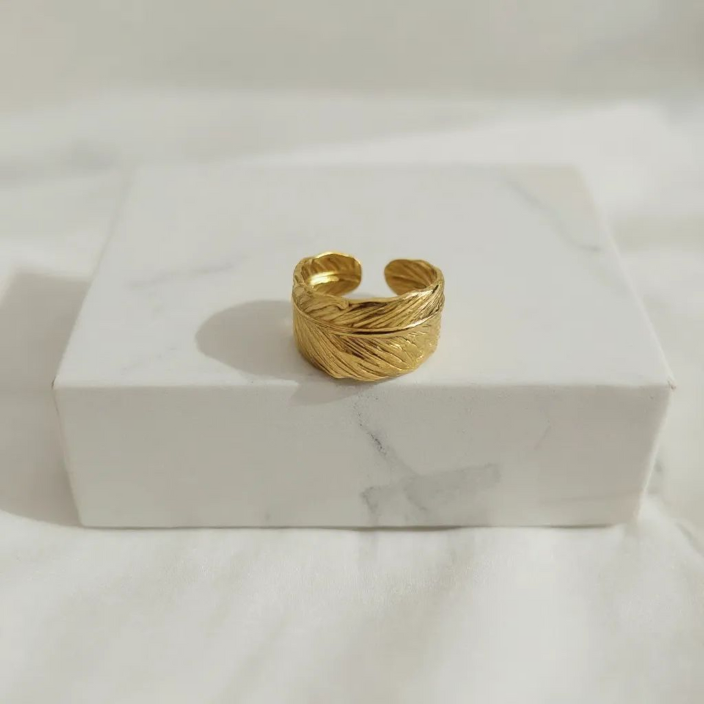 Leaf Style 18K Gold Plated Ring (Adjustable)