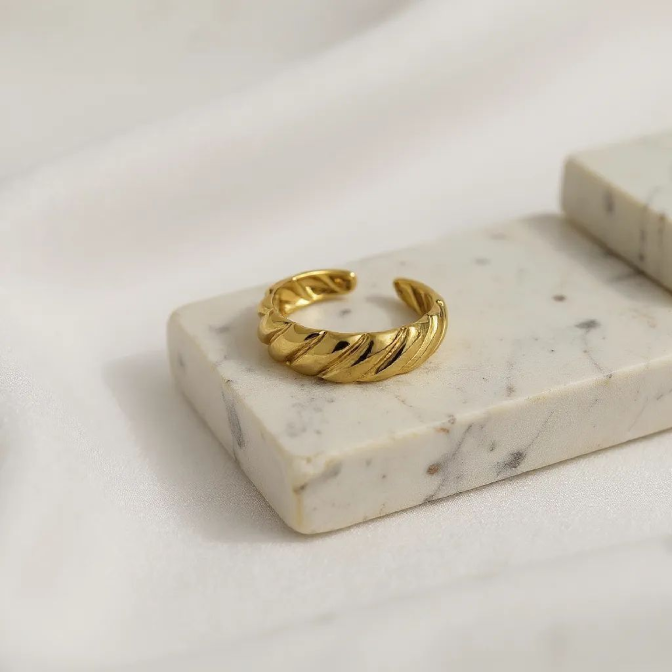 Twisted Band 18K Gold Plated Ring (Adjustable)