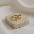 Bow Style 18K Gold Plated Ring (Adjustable)