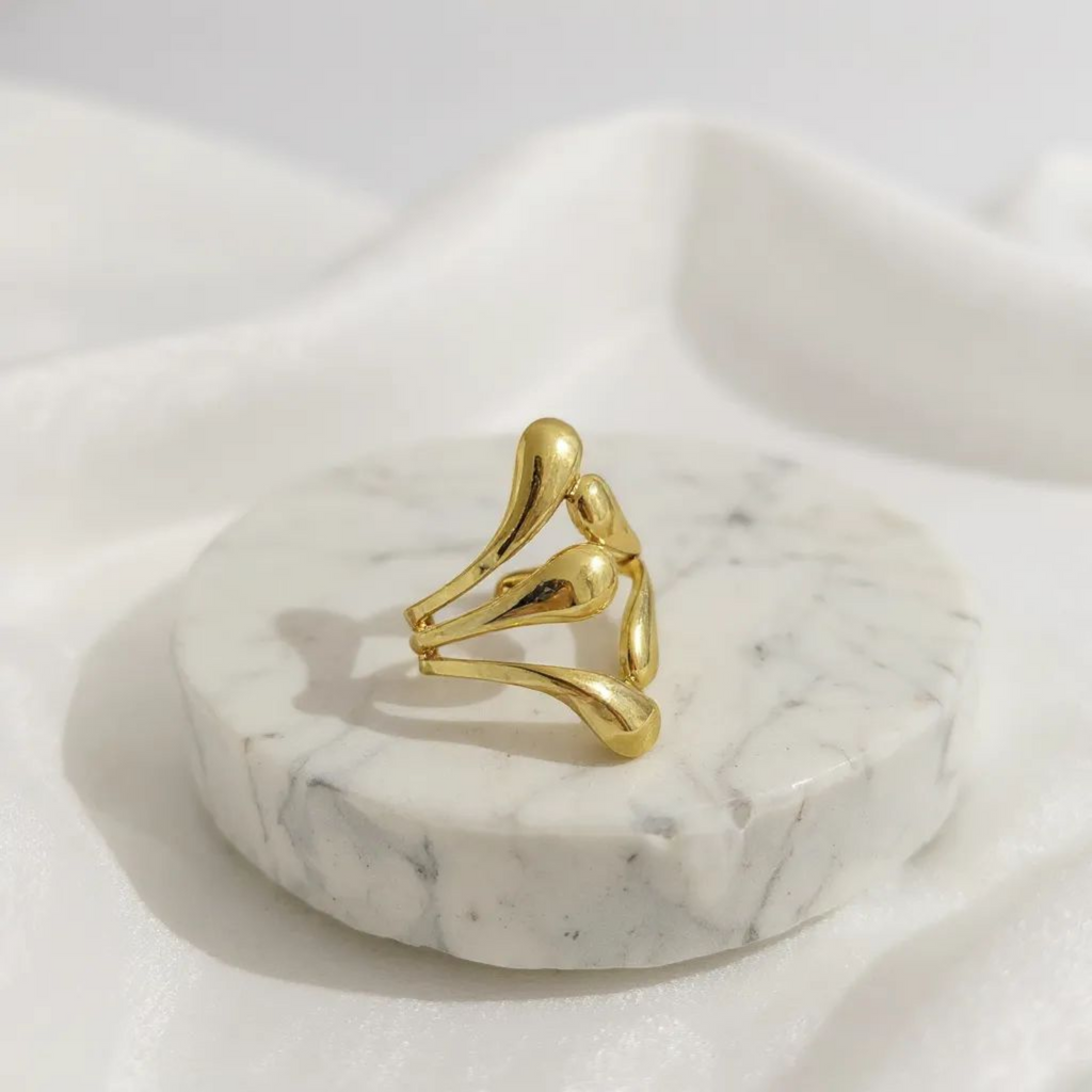 TearDrop 18K Gold Plated Ring (Adjustable)