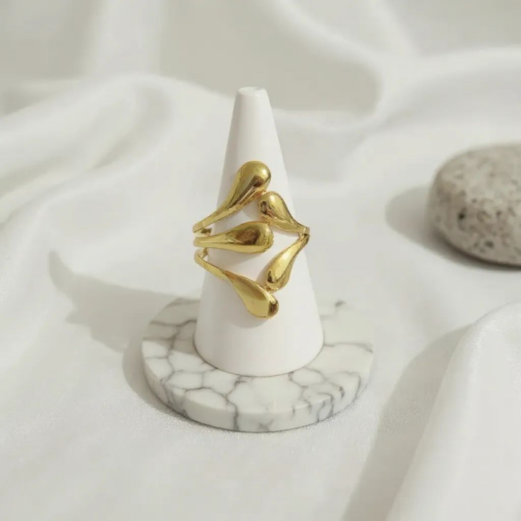TearDrop 18K Gold Plated Ring (Adjustable)