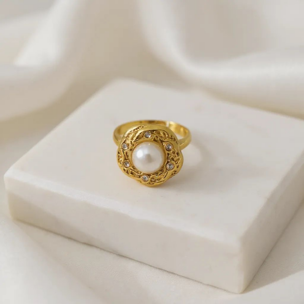Pearl Oasis 18K Gold Plated Ring (Adjustable)
