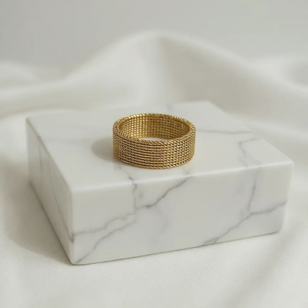 Mesh Band 18K Gold Plated Ring