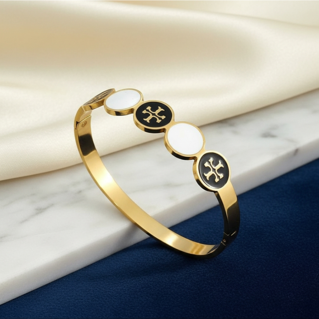 Black and White 18K Gold Plated Handcuff