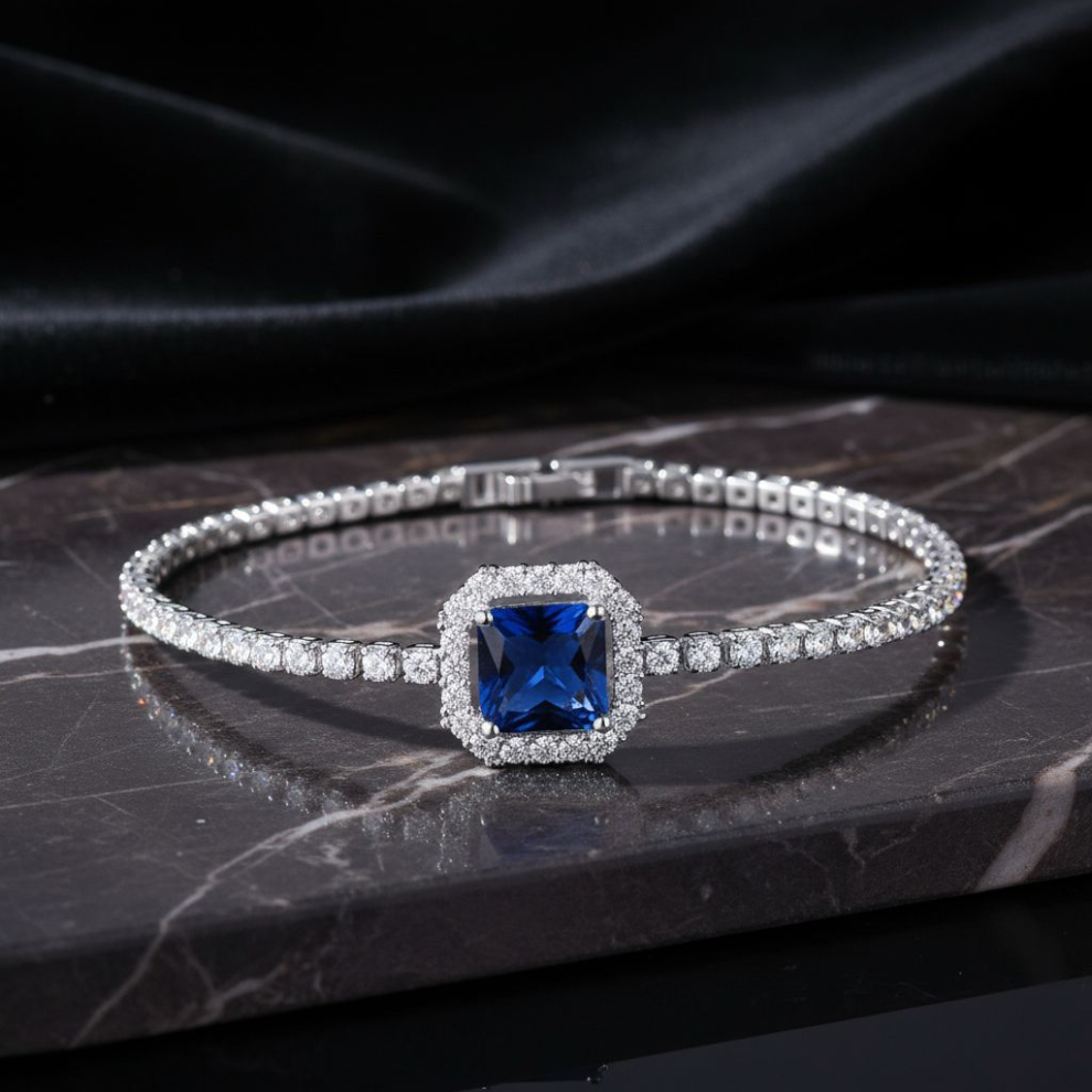 Sapphire Gemstone Silver Plated Bracelet