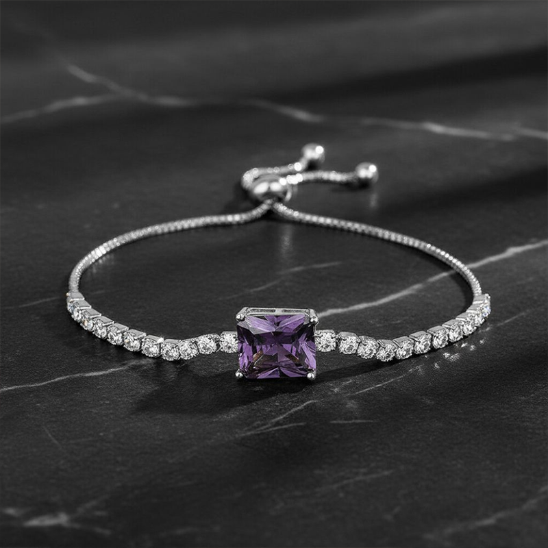 Violet Crystal Silver Plated Bracelet (Adjustable)