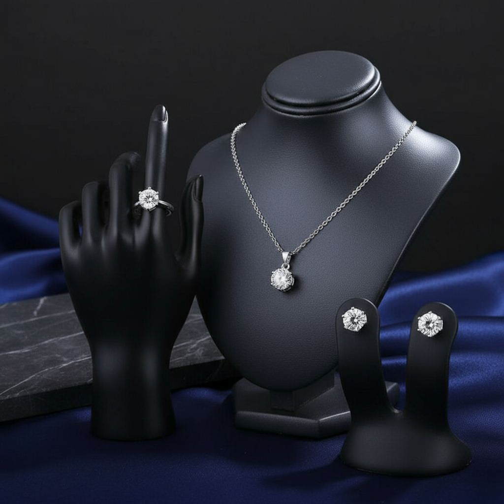 Diamond Halow Silver Plated Set