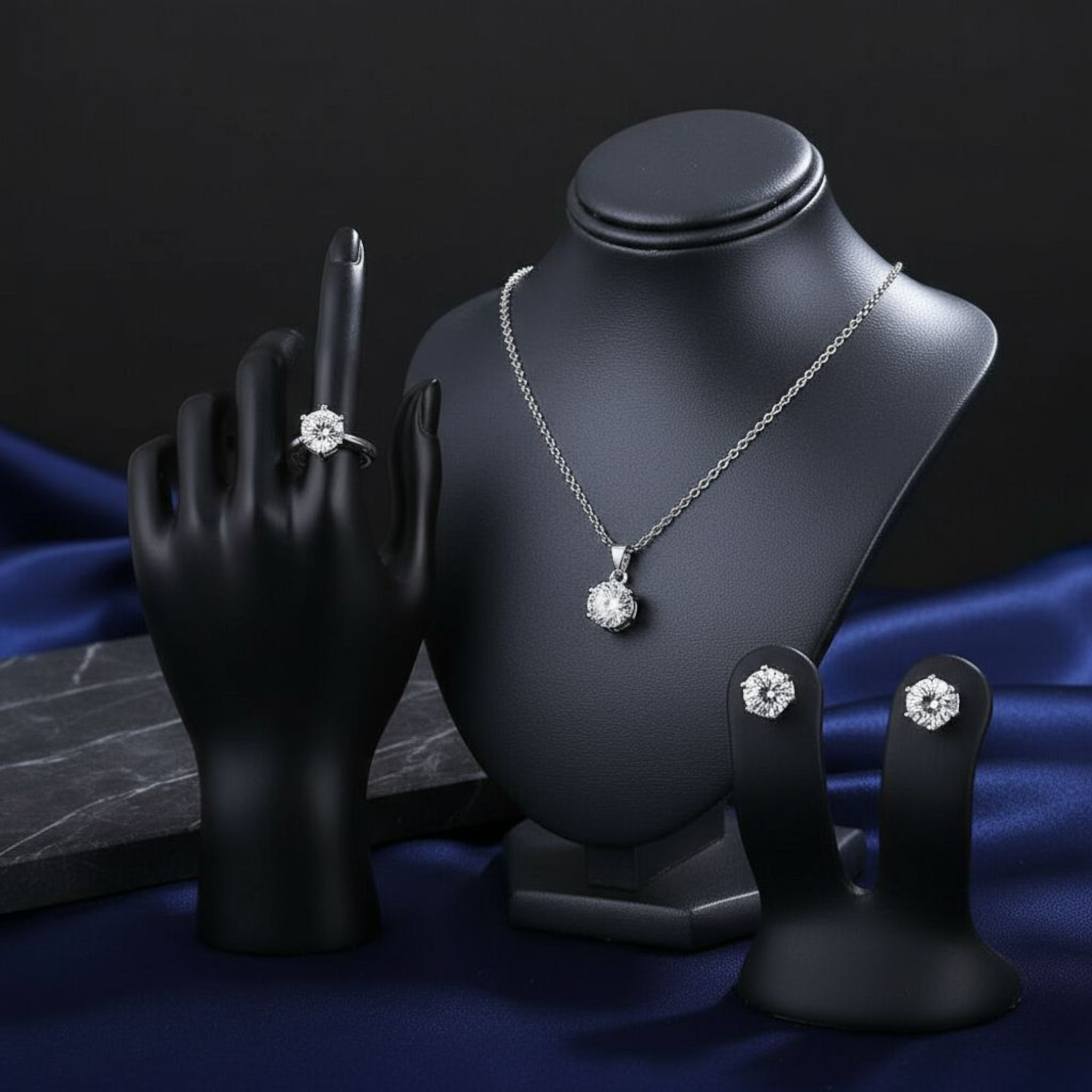 Diamond Halow Silver Plated Set